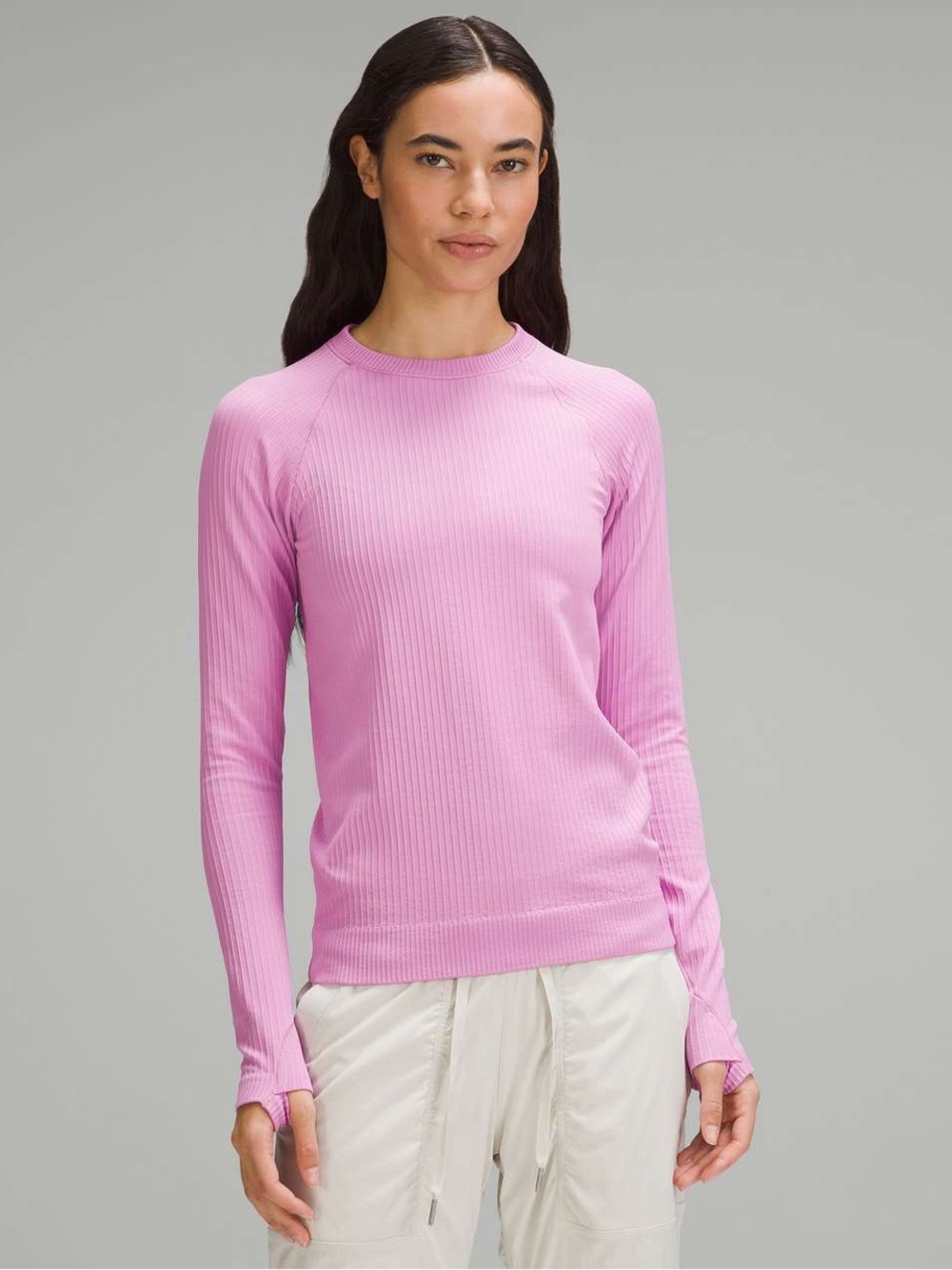 NWOT Lululemon Pink Ribbed Long-Sleeve Tee Rest Less Pullover